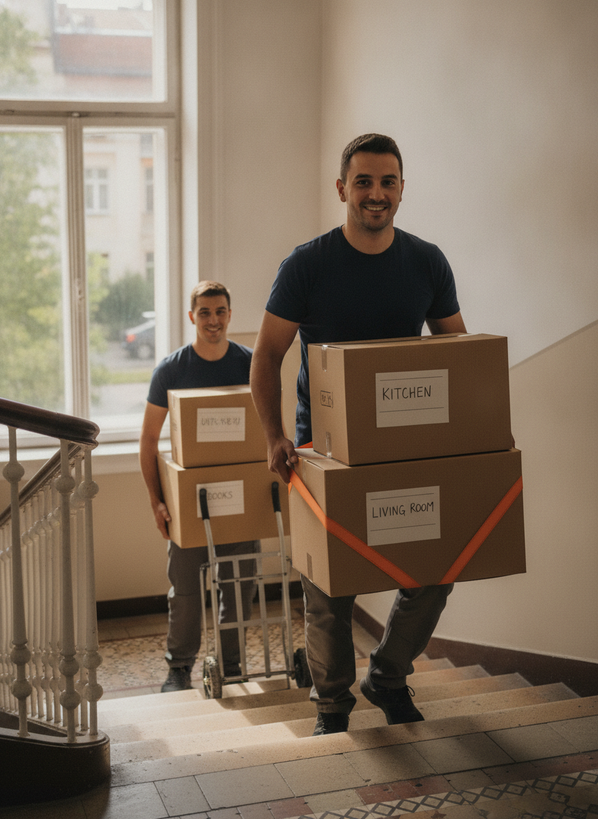 O firmă din Sibiu, cu dube proprii și oameni care știu să care