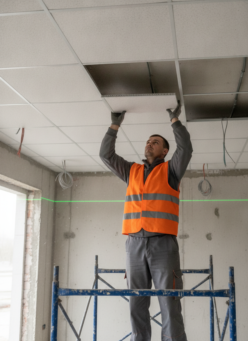 Montaj de tavane casetate pentru spații comerciale și birouri